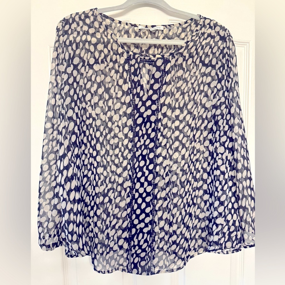 Collective Concepts Navy and White Polka Dot Women's Top